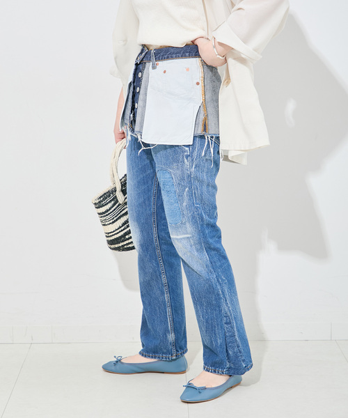 Bonum（ボナム）の「2WAY レイヤードリバースショートデニム（デニムスカート・レディース・ネイビー・28/30）」の17枚目の写真