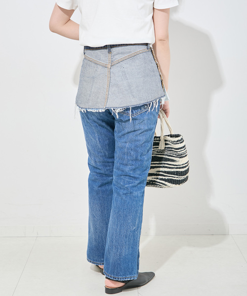 Bonum（ボナム）の「2WAY レイヤードリバースショートデニム（デニムスカート・レディース・ネイビー・28/30）」の19枚目の写真