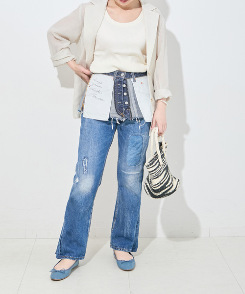 Bonum（ボナム）の「2WAY レイヤードリバースショートデニム（デニムスカート・レディース・ネイビー・28/30）」の20枚目の写真