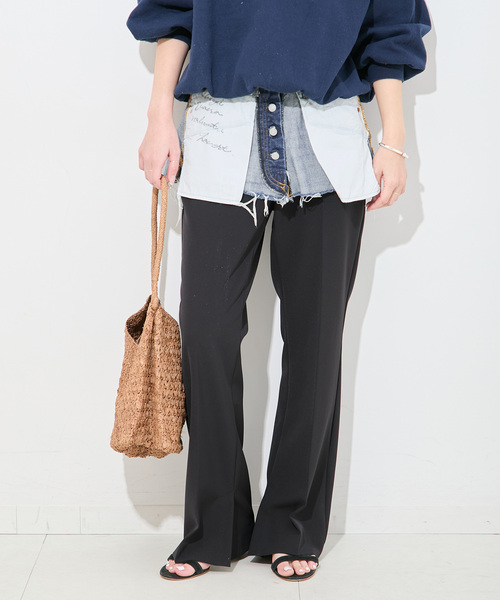 Bonum（ボナム）の「2WAY レイヤードリバースショートデニム（デニムスカート・レディース・ネイビー・28/30）」の21枚目の写真