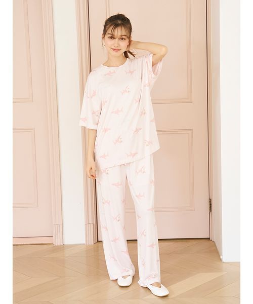 【未使用美品♪】本日限定セール♪ジェラートピケ ルームウェア パジャマ 上下 セール】【接触冷感】SHARK柄Tシャツ(ルームウェア/パジャマ