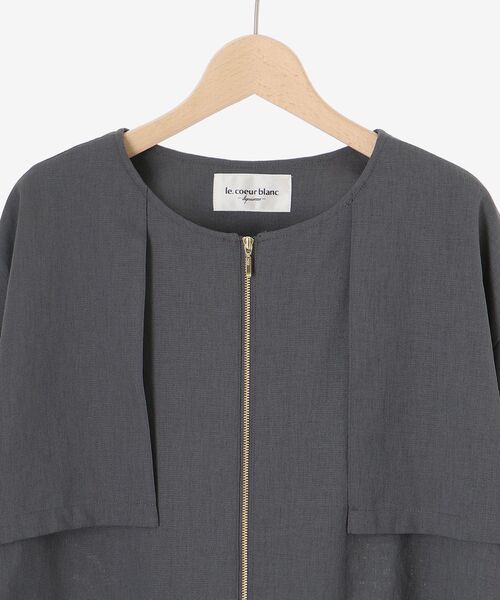 le.coeur blanc(ルクールブラン)の「《名品アイテム》リネンライクライトブルゾン(ブルゾン・レディース・ベージュ/ダークグレー・38)」の5枚目の写真