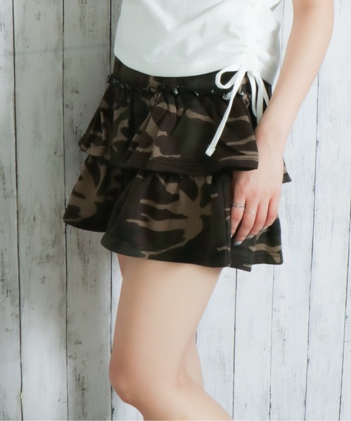 GORGE（ゴージ）の「《2段ティアード×インナーパンツ付き》レディース スカパン 美脚 春夏秋（スカート・レディース・グレー/ブラック/カモフラージュ・F）」の5枚目の写真