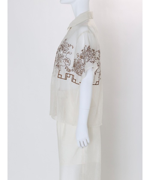 Ungrid（アングリッド）の「【Htage】エンブロイダリーシアーハーフスリーブシャツ（シャツ/ブラウス・レディース・ブラック/アイボリー・FREE）」の15枚目の写真