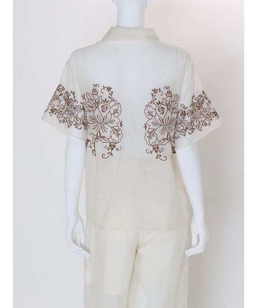 Ungrid（アングリッド）の「【Htage】エンブロイダリーシアーハーフスリーブシャツ（シャツ/ブラウス・レディース・ブラック/アイボリー・FREE）」の16枚目の写真