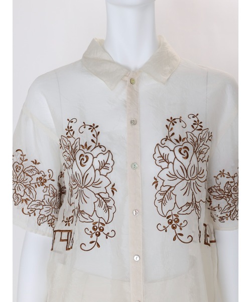 Ungrid（アングリッド）の「【Htage】エンブロイダリーシアーハーフスリーブシャツ（シャツ/ブラウス・レディース・ブラック/アイボリー・FREE）」の17枚目の写真