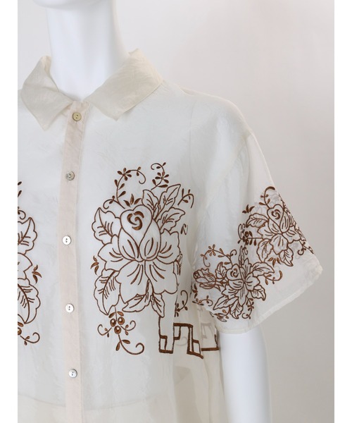 Ungrid（アングリッド）の「【Htage】エンブロイダリーシアーハーフスリーブシャツ（シャツ/ブラウス・レディース・ブラック/アイボリー・FREE）」の19枚目の写真