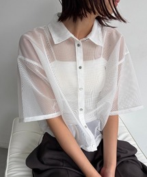 ドローストリングメッシュシャツ