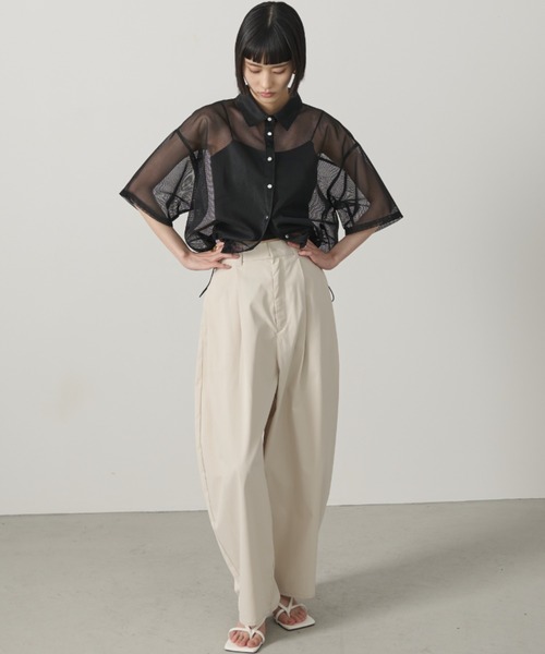 AIC.（エーアイシー）の「ドローストリングメッシュシャツ（シャツ/ブラウス・レディース・ブラック/オフホワイト・FREE）」の15枚目の写真