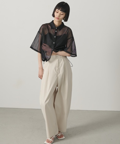 AIC.（エーアイシー）の「ドローストリングメッシュシャツ（シャツ/ブラウス・レディース・ブラック/オフホワイト・FREE）」の16枚目の写真