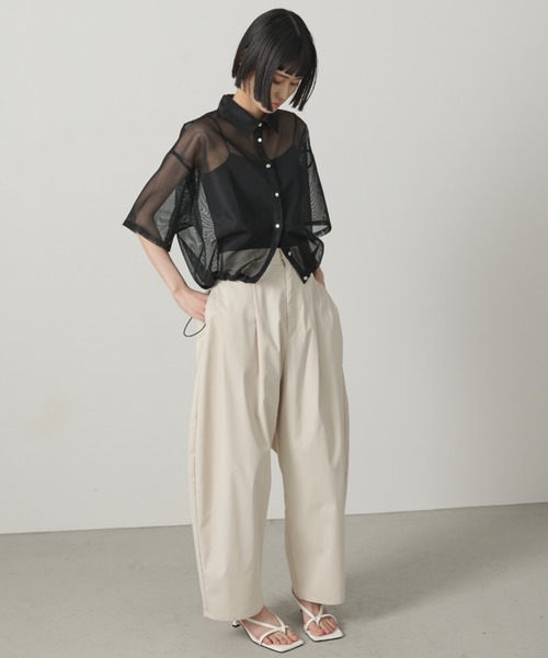 AIC.（エーアイシー）の「ドローストリングメッシュシャツ（シャツ/ブラウス・レディース・ブラック/オフホワイト・FREE）」の18枚目の写真