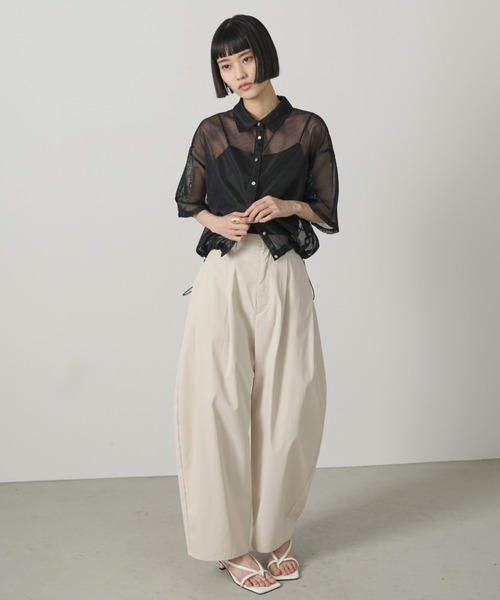 AIC.（エーアイシー）の「ドローストリングメッシュシャツ（シャツ/ブラウス・レディース・ブラック/オフホワイト・FREE）」の19枚目の写真