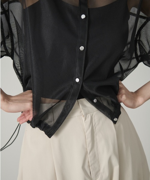 AIC.（エーアイシー）の「ドローストリングメッシュシャツ（シャツ/ブラウス・レディース・ブラック/オフホワイト・FREE）」の13枚目の写真