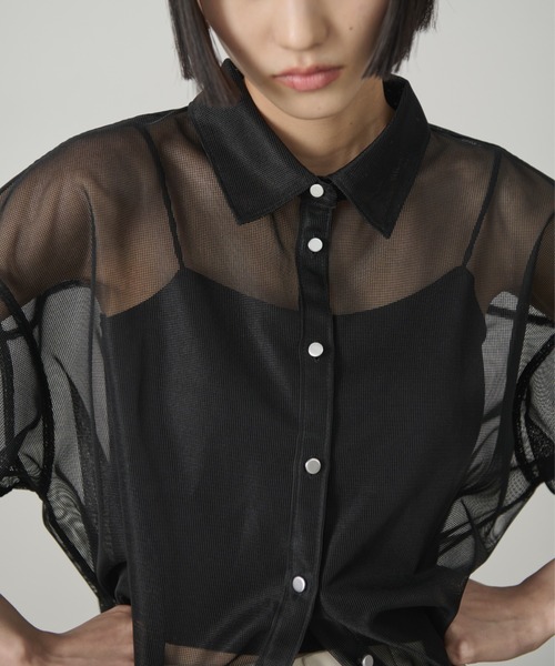 AIC.（エーアイシー）の「ドローストリングメッシュシャツ（シャツ/ブラウス・レディース・ブラック/オフホワイト・FREE）」の12枚目の写真