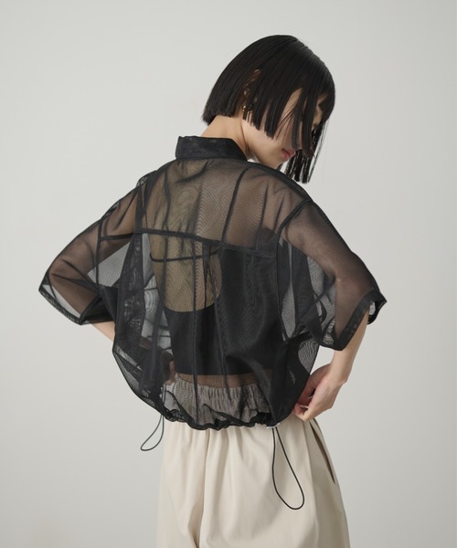 AIC.（エーアイシー）の「ドローストリングメッシュシャツ（シャツ/ブラウス・レディース・ブラック/オフホワイト・FREE）」の10枚目の写真