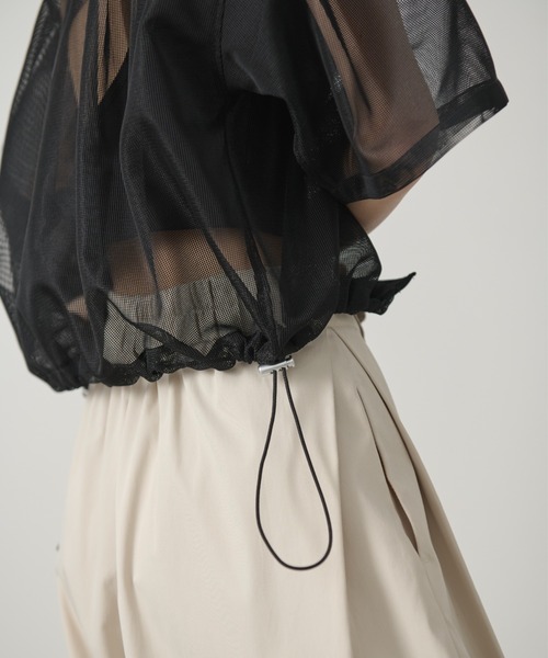 AIC.（エーアイシー）の「ドローストリングメッシュシャツ（シャツ/ブラウス・レディース・ブラック/オフホワイト・FREE）」の14枚目の写真