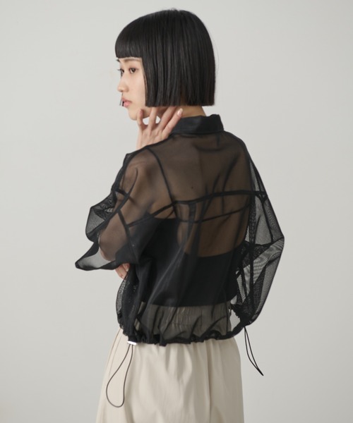 AIC.（エーアイシー）の「ドローストリングメッシュシャツ（シャツ/ブラウス・レディース・ブラック/オフホワイト・FREE）」の11枚目の写真