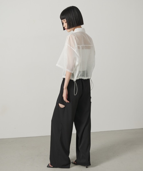 AIC.（エーアイシー）の「ドローストリングメッシュシャツ（シャツ/ブラウス・レディース・ブラック/オフホワイト・FREE）」の3枚目の写真