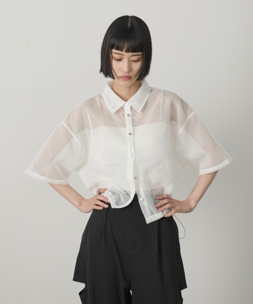 AIC.（エーアイシー）の「ドローストリングメッシュシャツ（シャツ/ブラウス・レディース・ブラック/オフホワイト・FREE）」の22枚目の写真