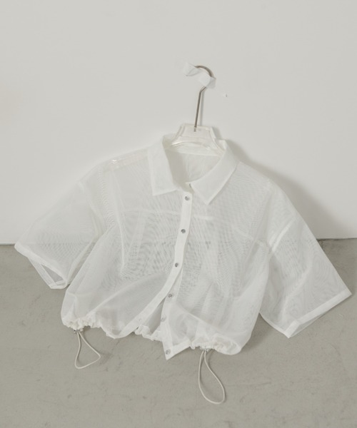 AIC.（エーアイシー）の「ドローストリングメッシュシャツ（シャツ/ブラウス・レディース・ブラック/オフホワイト・FREE）」の21枚目の写真