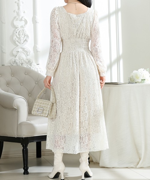 Lace Ladies(レースレディース)の「総レース ウエスト 切り替え タックスリーブ ロング ワンピース(ワンピース・レディース・ピンク/ブラック/アイボリー・S/FREE)」の16枚目の写真