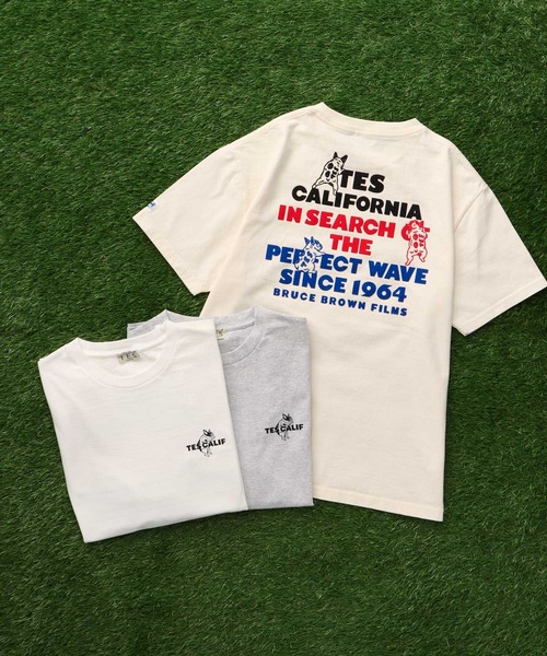 The Endless Summer（エンドレスサマー）の「【WEB / FLAG SHOP限定】TES 3COLOR LOGO FLOCK PT T-SHIRT / Tシャツ（Tシャツ/カットソー・メンズ・ホワイト/アイボリー/グレー・X-LARGE/LARGE/MEDIUM/SMALL/XX-LARGE）」の3枚目の写真