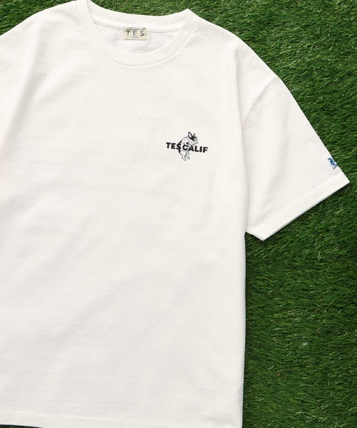 The Endless Summer（エンドレスサマー）の「【WEB / FLAG SHOP限定】TES 3COLOR LOGO FLOCK PT T-SHIRT / Tシャツ（Tシャツ/カットソー・メンズ・ホワイト/アイボリー/グレー・X-LARGE/LARGE/MEDIUM/SMALL/XX-LARGE）」の6枚目の写真