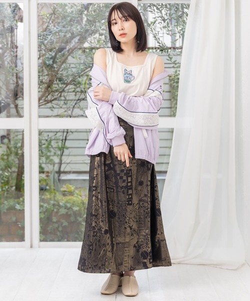 ScoLar(スカラー)の「151685:ネコ・ラビル・スカラー刺繍 クリアポーチ付きタンクトップ(タンクトップ・レディース・サックスブルー/アイボリー/パープル・M)」の10枚目の写真
