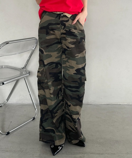 nik kosmas ワイド カーゴパンツ カモvaquera MASONPRINCE カーゴパンツ ワイドシルエット カモフラ