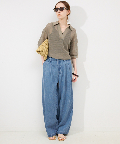 スローブイエナ LEDENIM TUCK TROUSER デニムパンツ 38 4サイズ展開/追加》LEDENIM TUCK TROUSERデニム（デニムパンツ