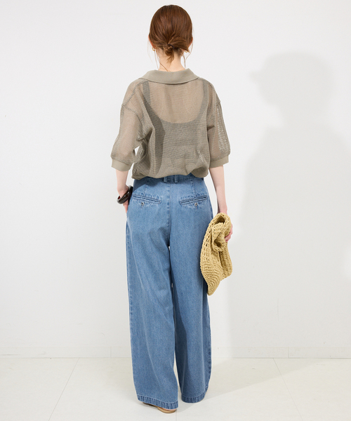 SLOBE IENA(スローブイエナ)の「《4サイズ展開/追加》LEDENIM TUCK TROUSERデニム(デニムパンツ・レディース・ブルー・34/36/38/40)」の10枚目の写真