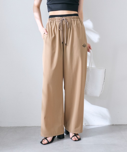 PUAL CE CIN（ピュアルセシン）の「【水陸両用】ナイロンストレッチパンツ（ラッシュガード・レディース・ベージュ/ブラック・FREE）」の2枚目の写真