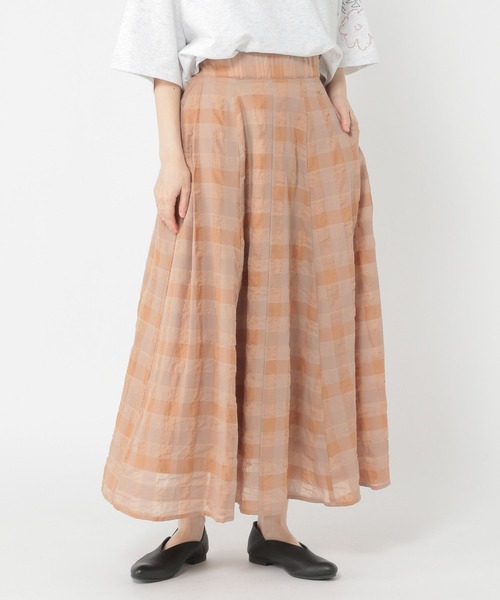 studio CLIP(スタディオクリップ)の「シアーチェックフレアスカート(スカート・レディース・ブラック/キャメル・FREE)」の11枚目の写真