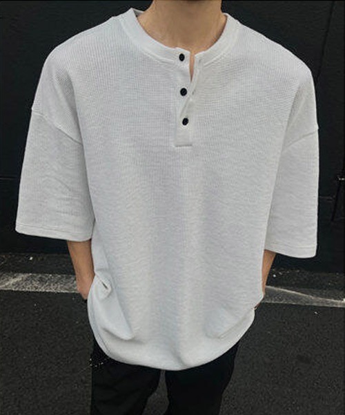 Ressaca（レサーカ）の「オーバーサイズヘンリーネックTシャツ（Tシャツ/カットソー・メンズ・ブラック/グレー/ホワイト・L/M/XL）」の8枚目の写真