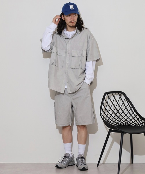 boohoo MAN◇WHプリーツ半袖シャツ&ショートパンツ セットアップ boohoo プリーツ デザイン 半袖シャツ & ショート セットアップ