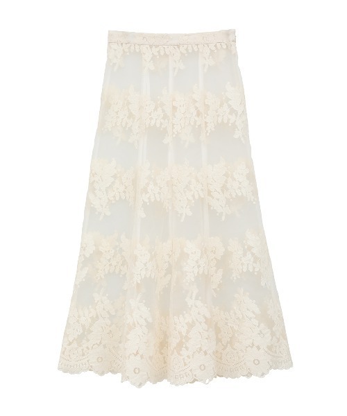 CLANE(クラネ)の「CLANE/クラネ/SHEER FLOWER LACE SKIRT(スカート・レディース・アイボリー・1)」の2枚目の写真
