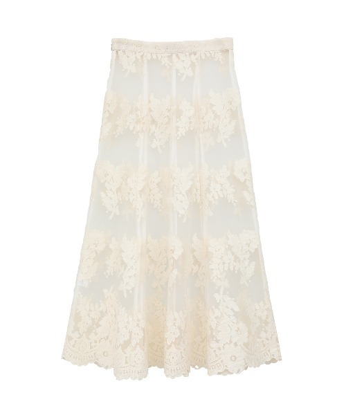 スカート CLANE SHEER FLOWER LACE SKIRT IVORY 2 CLANE（クラネ）の「CLANE/クラネ/SHEER FLOWER LACE SKIRT（スカート