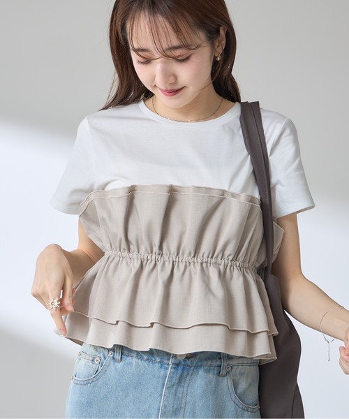 &. NOSTALGIA(アンドドットノスタルジア)の「【ZOZO限定】ビスチェレイヤード風プルオーバー(Tシャツ/カットソー・レディース・ブラック/グレイッシュベージュ・M)」の14枚目の写真