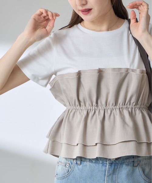 &. NOSTALGIA(アンドドットノスタルジア)の「【ZOZO限定】ビスチェレイヤード風プルオーバー(Tシャツ/カットソー・レディース・ブラック/グレイッシュベージュ・M)」の13枚目の写真