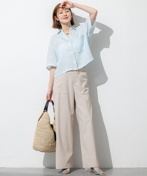 23区 S(ニジュウサンクチイサイサイズ)の「【吸水速乾/UVカット/洗える】ボディシェルドライオックス ベイカー パンツ(その他パンツ・レディース・ダークブラウン系/ライトオレンジ系/ベージュ系/ホワイト系・34/32/30)」の9枚目の写真