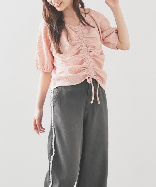 tシャツ ドロストカットソー　581494 レディース 前ドロストトップス（Tシャツ/カットソー）｜Honeys（ハニーズ