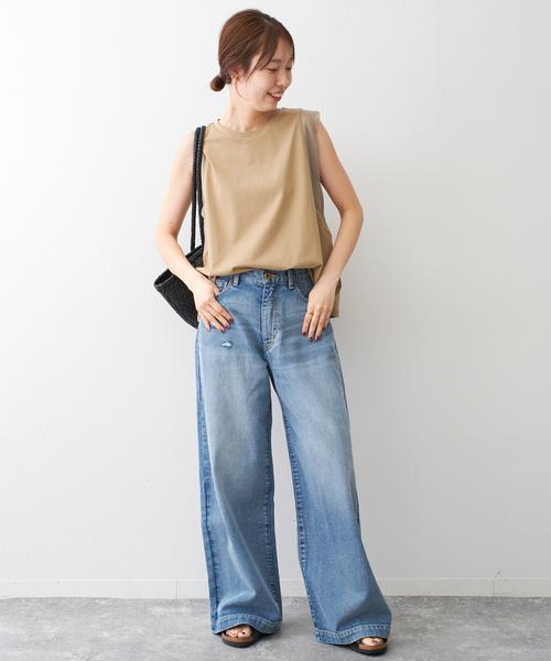 Spick & Span（スピックアンドスパン）の「《追加》オーガンジーコンビプルオーバー（Tシャツ/カットソー・レディース・ブラック/ベージュ/ホワイト・FREE）」の6枚目の写真