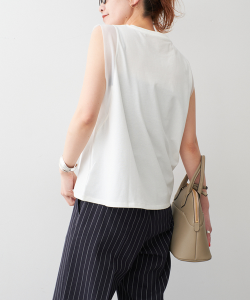 Spick & Span（スピックアンドスパン）の「《追加》オーガンジーコンビプルオーバー（Tシャツ/カットソー・レディース・ブラック/ベージュ/ホワイト・FREE）」の13枚目の写真