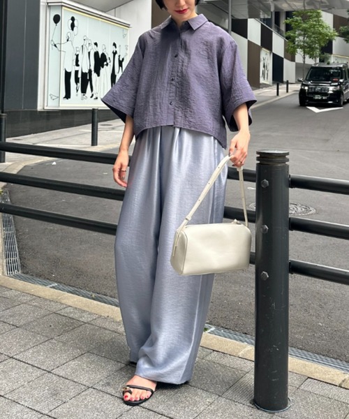 A part by(アパートバイ)の「ワイドスリーブショートシャツ(シャツ/ブラウス・レディース・ネイビー/アイボリー/ブルー系その他3・FREE)」の7枚目の写真