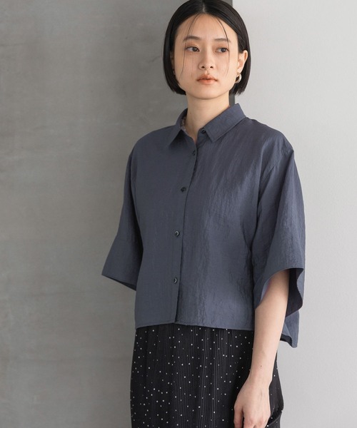 A part by(アパートバイ)の「ワイドスリーブショートシャツ(シャツ/ブラウス・レディース・ネイビー/アイボリー/ブルー系その他3・FREE)」の8枚目の写真