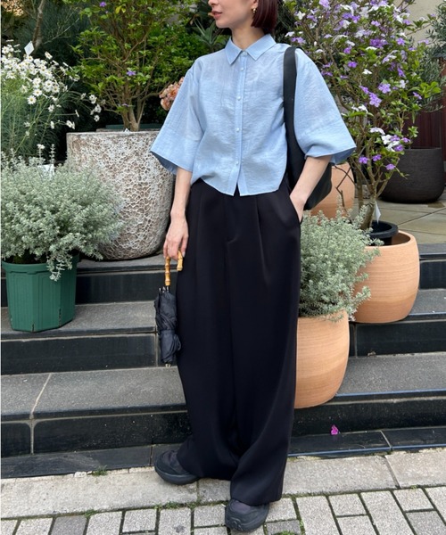 A part by(アパートバイ)の「ワイドスリーブショートシャツ(シャツ/ブラウス・レディース・ネイビー/アイボリー/ブルー系その他3・FREE)」の16枚目の写真