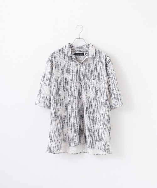 FUNALIVE(ファンアライブ)の「Print open short-sleeved shirt / 総柄プリント オープン半袖シャツ unisex(シャツ/ブラウス・メンズ・グレイッシュベージュ/ネイビー/マスタード/ブラック/アイボリー/ブルー・M/LL/L)」の1枚目の写真
