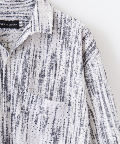 FUNALIVE(ファンアライブ)の「Print open short-sleeved shirt / 総柄プリント オープン半袖シャツ unisex(シャツ/ブラウス・メンズ・グレイッシュベージュ/ネイビー/マスタード/ブラック/アイボリー/ブルー・M/LL/L)」の7枚目の写真