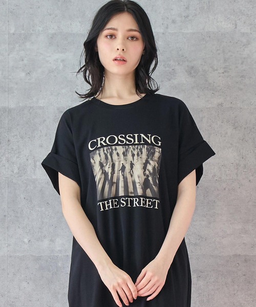ANAP(アナップ)の「フォトプリント Tシャツ ワンピース(ワンピース・レディース・ブラック/ライトグレー・FREE)」の17枚目の写真