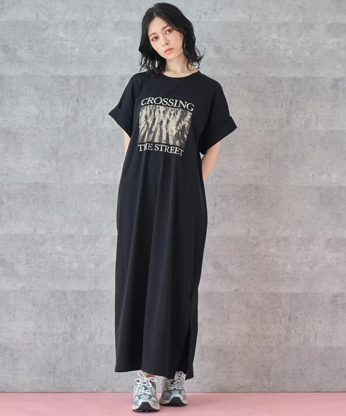 ANAP(アナップ)の「フォトプリント Tシャツ ワンピース(ワンピース・レディース・ブラック/ライトグレー・FREE)」の13枚目の写真